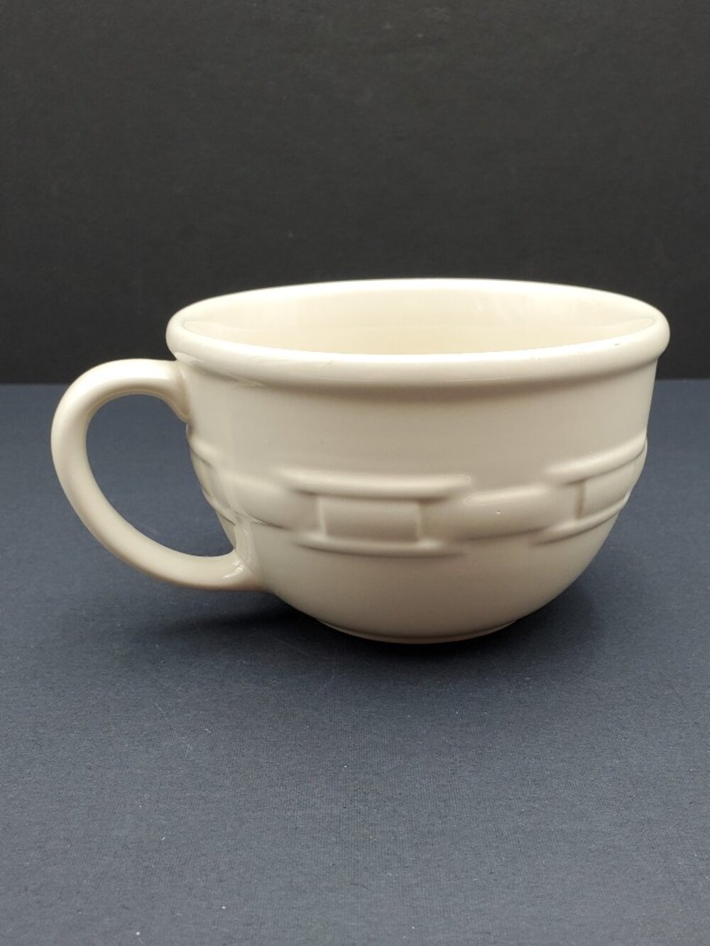 Longaberger Woven Traditions Ivory Cappuccino Cup Large Round Soup Mug Jumbo Mug